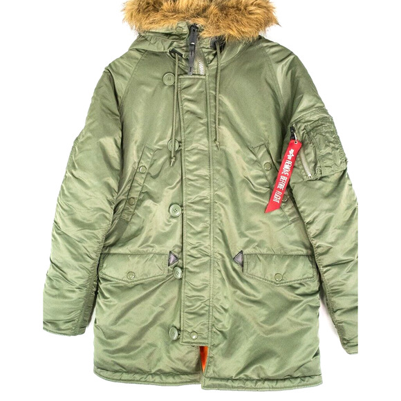 Alpha Industries Parka Jacket Men’s Size Small Green - Picture 3 of 14